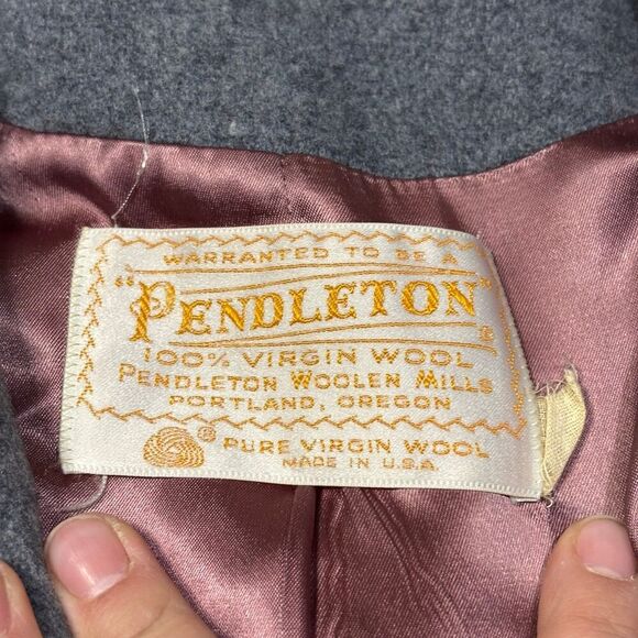 Vintage Pendelton Wool Overcoat Jacket Satin Lined ButtonUp Made In USA Size Med - Picture 3 of 7